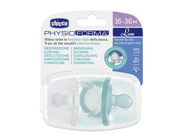 Chicco 00073035320000 Smoczek uspokajający Physioforma Luxe niebieski transparentny silikon.16-36m interakcje ulotka smoczek - 2 szt.
