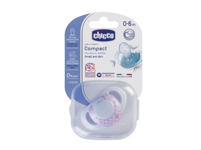 Chicco 00074811110000 Smoczek do uspokajania Physio Compact silikon różowy 0-6 m interakcje ulotka smoczek - 1 szt.