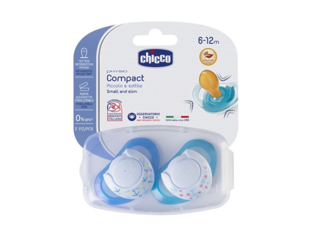 Chicco 00074823210000 Smoczek do uspokajania Physio Compact kauczuk niebieski 6-12m interakcje ulotka smoczek  2 szt.