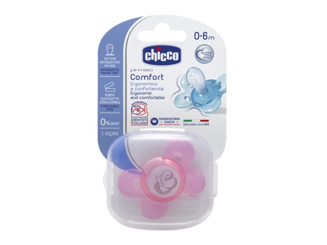 Chicco 00074911110000 Smoczek do uspokajania Physio Comfort silikonowy różowy 0m+ interakcje ulotka   1 szt.