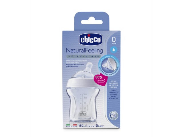 Chicco 00080611000000 Butelka szklana Natural feeling 150 ml 0m+ interakcje ulotka   150 ml