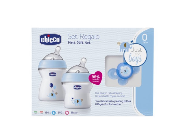 Chicco 00080711620000 Zestaw do karmienia Natural feeling (butelka 150ml, 250ml + smoczek) blue 0m+ interakcje ulotka   1 kompl.