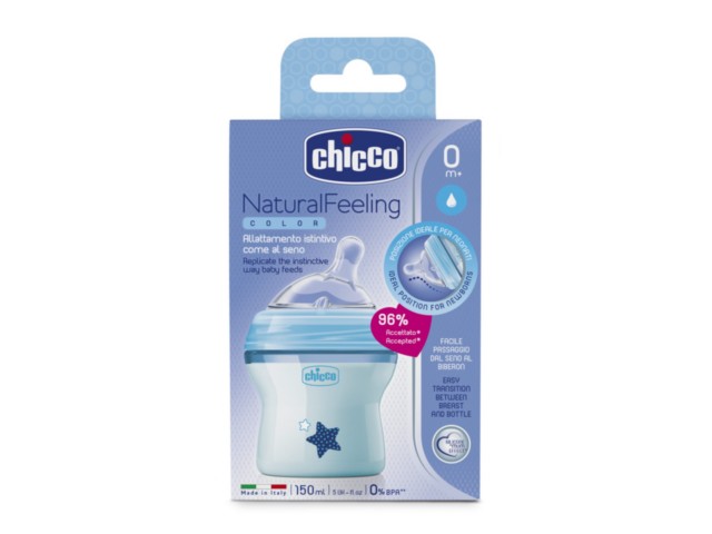 Chicco 00080811210000 Butelka plastikowa Natural feeling 150 ml niebieska 0m+ interakcje ulotka butelka - 150 ml