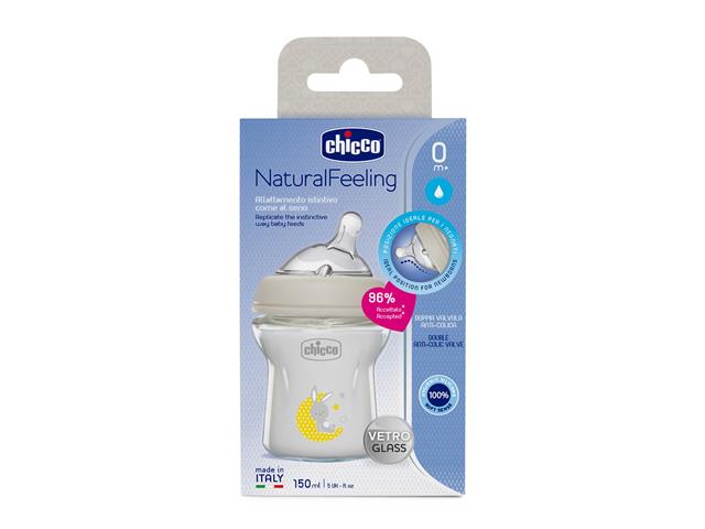 Chicco 00081211300000 Butelka szklana Natural feeling 150 ml 0m+ interakcje ulotka butelka  1 szt.