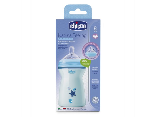 Chicco Natural Feeling Butelka 330 ml plastikowa niebieska 00080837210000 po 6 miesiącu interakcje ulotka butelka  330 ml