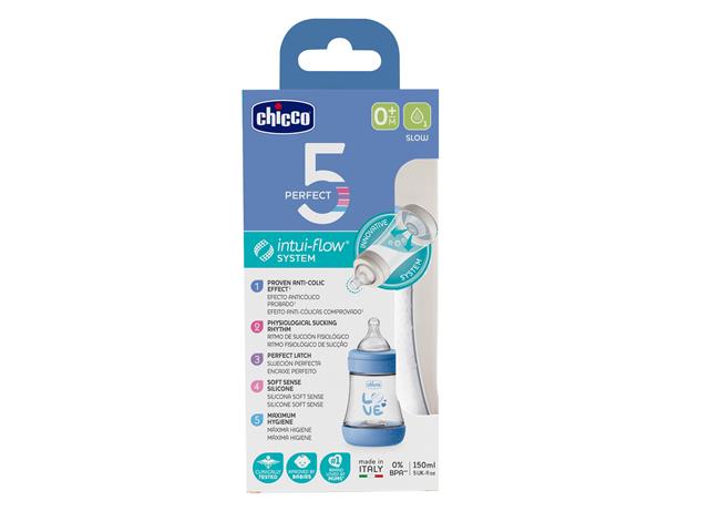 Chicco Perfect5 Butelka antykolkowa 150 ml plastikowa blue 00020211210040 0 m+ interakcje ulotka butelka  1 szt.