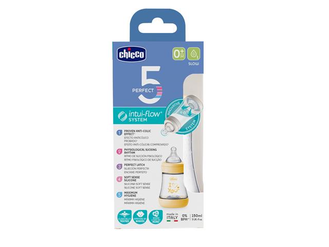 Chicco Perfect5 Butelka antykolkowa 150 ml plastikowa yellow 00020211310040 0 m+ interakcje ulotka butelka  1 szt.