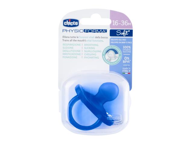 Chicco PhysioForma Smoczek uspokajający soft silikonowy niebieski 00073096210000 16-36 m+ interakcje ulotka smoczek  1 szt.