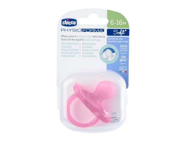 Chicco PhysioForma Soft Smoczek uspokajający różowy 00073097110000 6-16 m+ interakcje ulotka smoczek  1 szt.