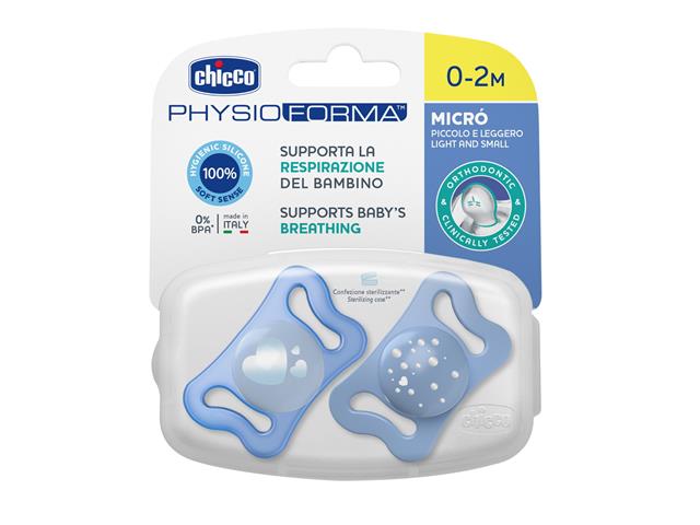 Chicco Physiopforma Micro Smoczek uspokajający silikon blue 00075126210000 0-2 miesięcy interakcje ulotka smoczek  2 szt. | para