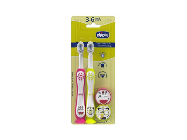 Chicco Szczoteczka do mycia zębów hippo-panda 3-6 lat interakcje ulotka szczotka - 2 szt.