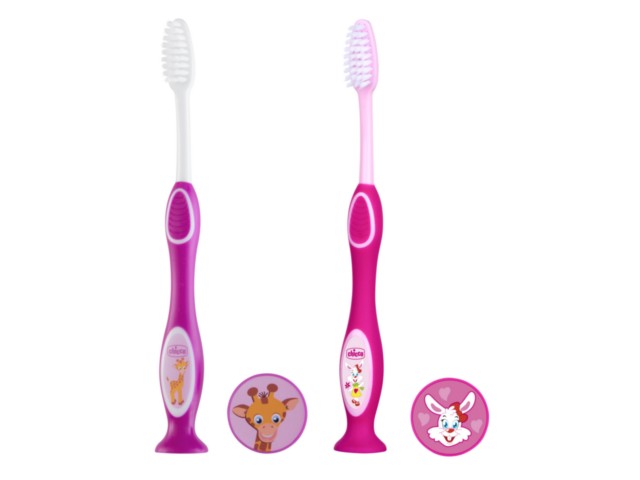 Chicco Szczotka do zębów różowa 9079100000 3-6 lat interakcje ulotka szczotka  1 szt.