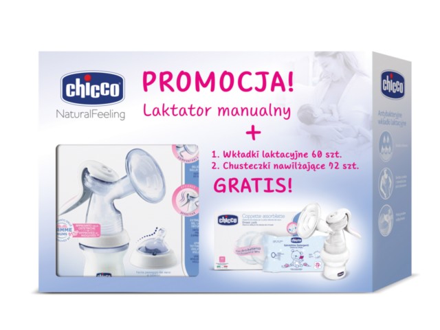 Chicco Zestaw 00008251000000 Laktator mechaniczny + wkładki laktacyjne + chusteczki interakcje ulotka zestaw - 1 kompl.