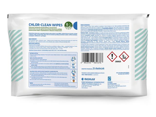 Chlor-Clean Wipes interakcje ulotka chusteczka - 25 szt.