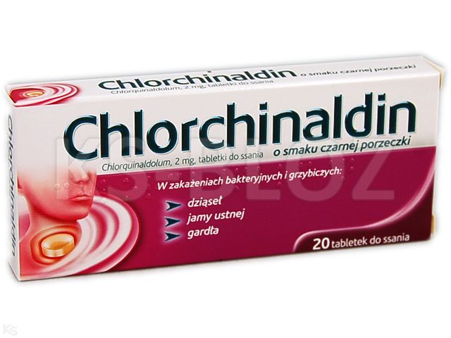 Chlorchinaldin o smaku czarnej porzeczki interakcje ulotka tabletki do ssania 2 mg 20 tabl.