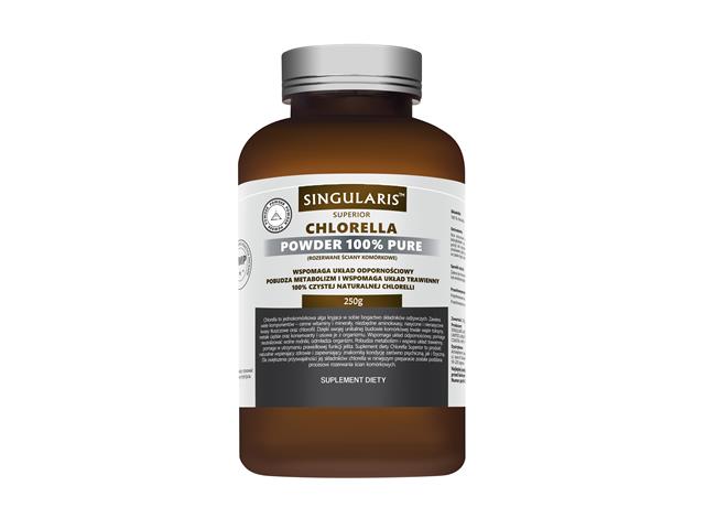 Chlorella Powder 250 g 100% Pure Singularis Superior interakcje ulotka proszek  250 g