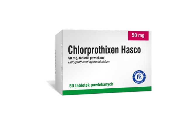 Chlorprothixen Hasco interakcje ulotka tabletki powlekane 50 mg 50 tabl.