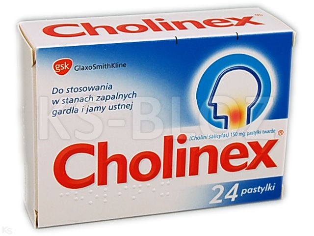 Cholinex interakcje ulotka pastylki twarde 0,15 g 24 pastyl.