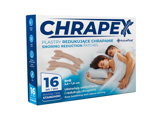 Chrapex Plastry redukujące chrapanie standard 5,6 x 1,8 cm interakcje ulotka plaster  16 szt.