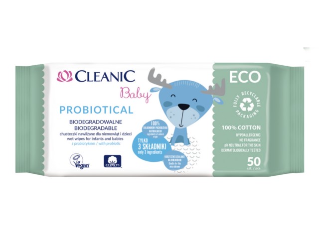 Chust.dla dzieci i niemowląt CLEANIC ECO BABY Probiotical interakcje ulotka chusteczka  50 szt.