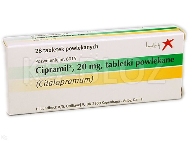 Cipramil interakcje ulotka tabletki powlekane 20 mg 28 tabl.