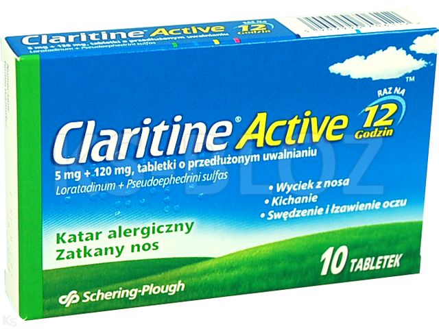 Claritine Active interakcje ulotka tabletki o przedłużonym uwalnianiu 5mg+120mg 10 tabl.