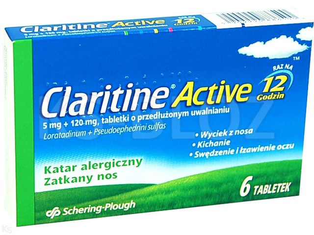 Claritine Active interakcje ulotka tabletki o przedłużonym uwalnianiu 5mg+120mg 6 tabl.