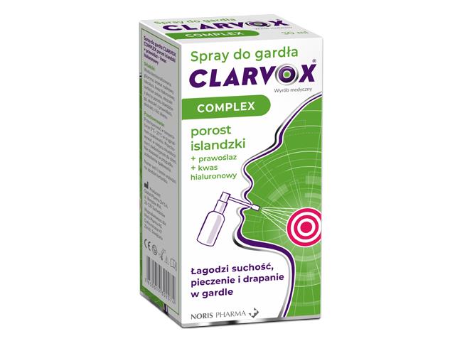 Clarvox Complex porost islandzki interakcje ulotka spray do gardła - 30 ml