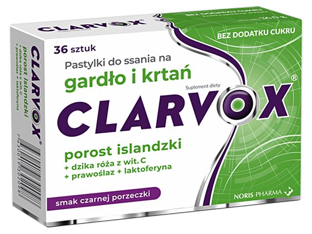 Clarvox na gardło i krtań porost, róża interakcje ulotka pastylki do ssania  36 pastyl.