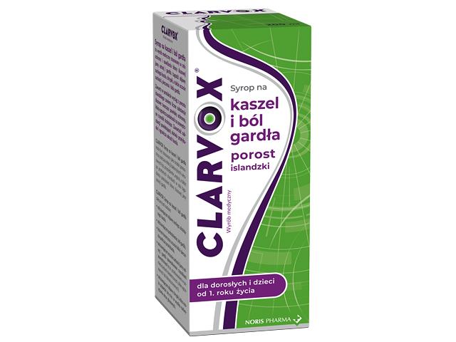 Clarvox Syrop na kaszel i ból gardła porost islandzki 1+ interakcje ulotka syrop  200 ml