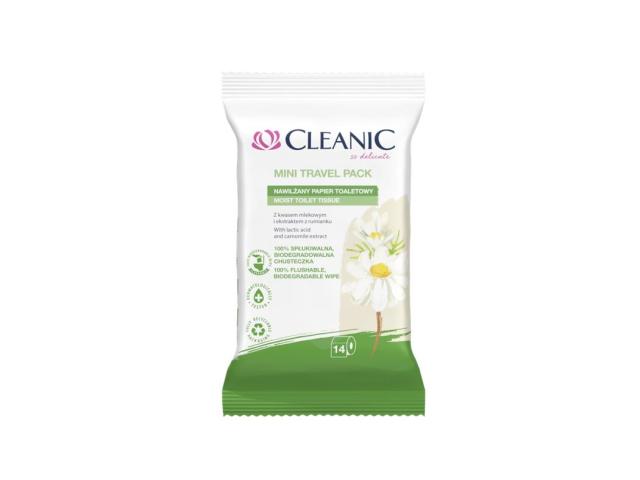 Cleanic Mini Travel Pack Papier toaletowy nawilżany z ekstraktem z rumianku interakcje ulotka chusteczka - 14 szt.