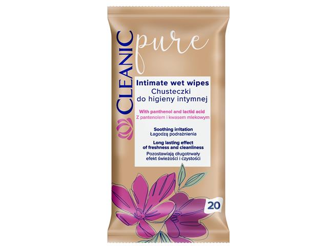 Cleanic Pure Chusteczki do higieny intymnej z pantenolem i kwasem mlekowym interakcje ulotka chusteczka - 20 szt.