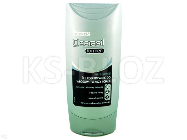 CLEARASIL FOR MEN Żel p/prysz.d/wł/i ciała interakcje ulotka   200 ml