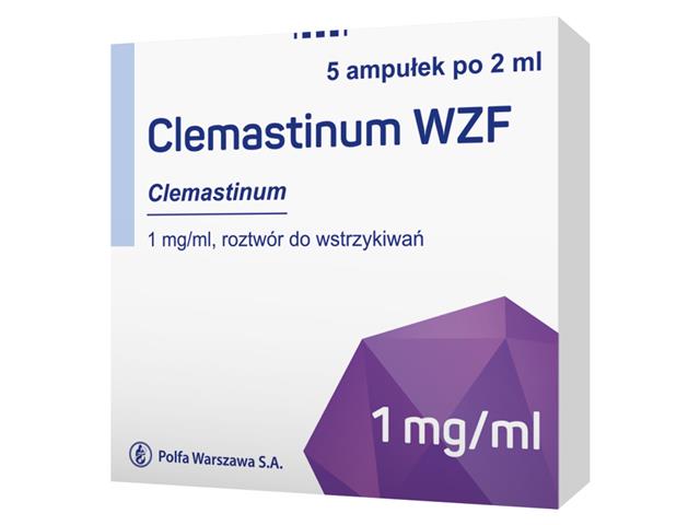 Clemastinum WZF interakcje ulotka roztwór do wstrzykiwań 2 mg/2ml 5 amp. po 2 ml