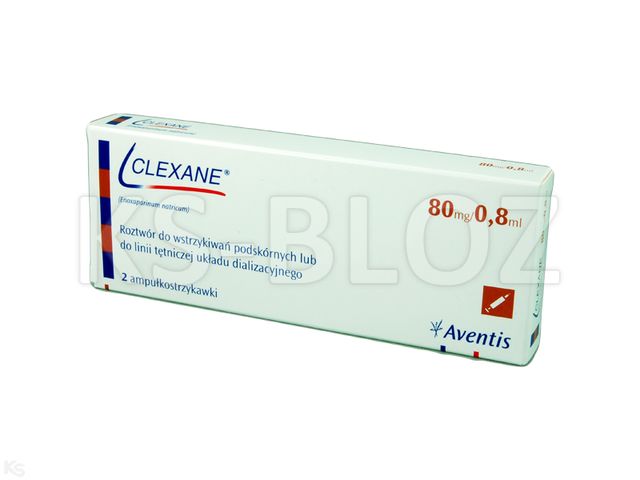 Clexane interakcje ulotka roztwór do wstrzykiwań w ampułko-strzykawce 80 mg/0,8ml (8 000 j.m.) 2 amp.-strz. po 0,8 ml