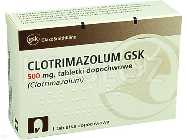 Clotrimazolum GSK interakcje ulotka tabletki dopochwowe 500 mg 1 tabl. | blister