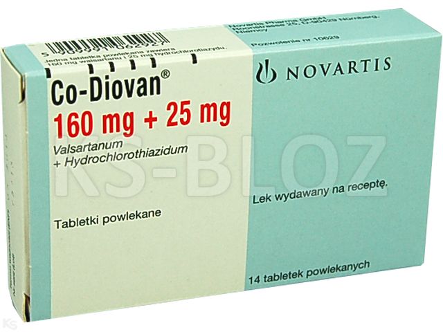 Co-Diovan interakcje ulotka tabletki powlekane 160mg+25mg 