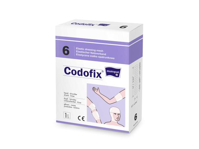 Codofix 6 Siatka opatrunkowa głowa, ramię, podudzie, kolano elastyczna 5-6.5 cm x 10 m interakcje ulotka siatka opatrunkowa  1 szt.