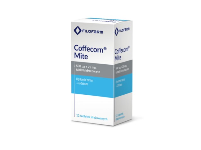 Coffecorn Mite interakcje ulotka tabletki drażowane 500mcg+25mg 12 tabl.