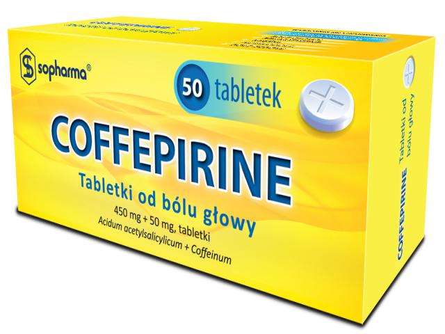 Coffepirine Tabletki od bólu głowy interakcje ulotka tabletki 450mg+50mg 50 tabl.