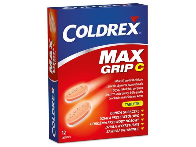 Coldrex Maxgrip C interakcje ulotka tabletki  12 tabl.