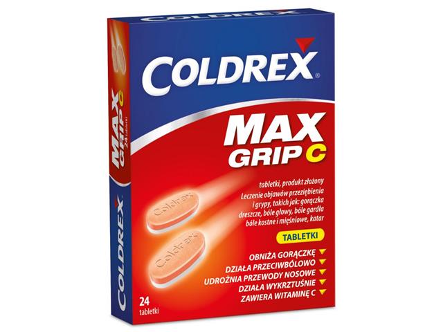 Coldrex Maxgrip C interakcje ulotka tabletki  24 tabl. | 2 blist.po 12 szt.