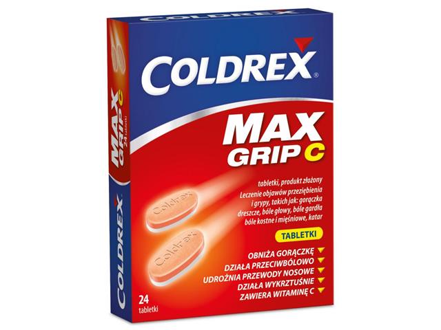 Coldrex Maxgrip C interakcje ulotka tabletki  24 tabl.