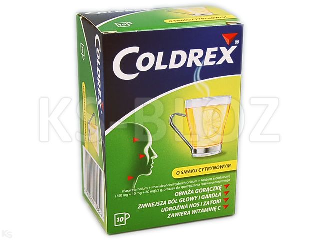 Coldrex o smaku cytrynowym interakcje ulotka proszek do sporządzania roztworu doustnego (750mg+60mg+10mg)/5g 10 sasz.