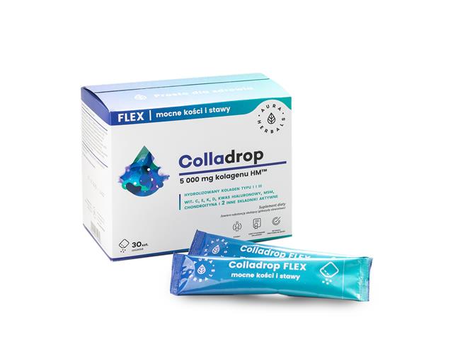 Colladrop Flex kolagen morski 5000 mg interakcje ulotka proszek  30 sasz.