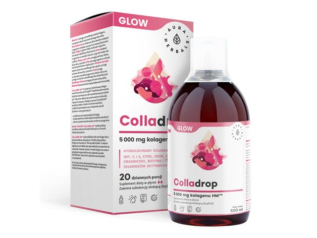 Colladrop Glow kolagen morski 5000 mg interakcje ulotka płyn  500 ml