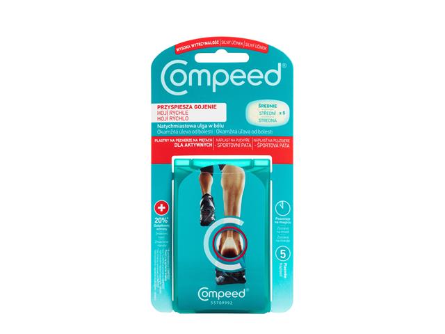 Compeed Plastry na pęcherze na piętach dla aktywnych średnie interakcje ulotka   5 szt.