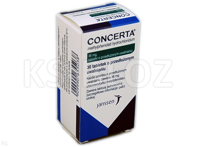 Concerta interakcje ulotka tabletki o przedłużonym uwalnianiu 36 mg 30 tabl. | butelka