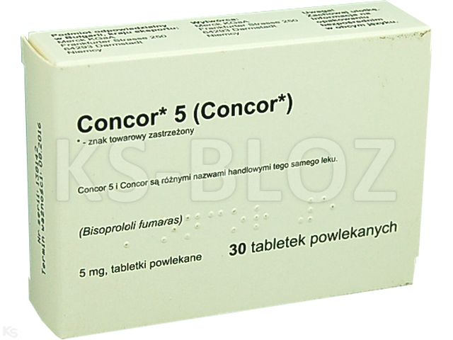 Concor 5 interakcje ulotka tabletki powlekane 5 mg 30 tabl. | 1 blist.po 30 szt.