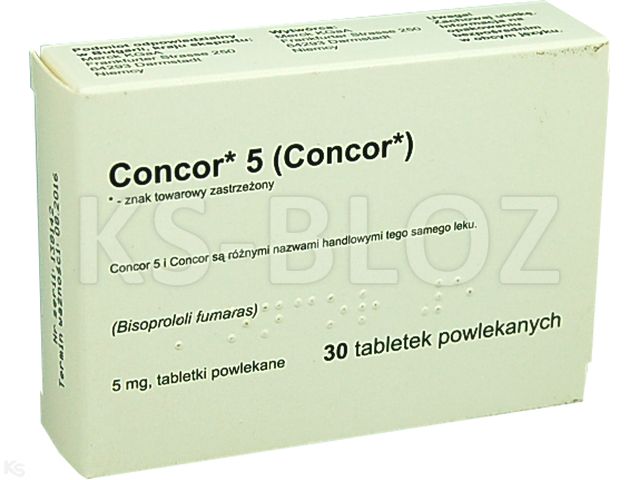 Concor 5 interakcje ulotka tabletki powlekane 5 mg 30 tabl. (1 blist. po 30 tabl.)